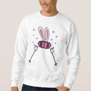 Kaninchen mit Skistöcken und Skibrille Sweatshirt