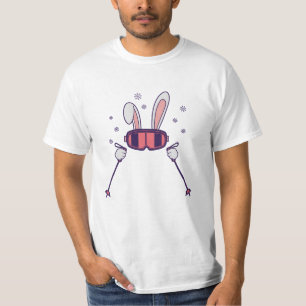 Kaninchen mit Skistöcken und Skibrille T-Shirt