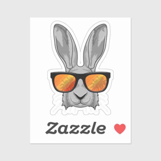 Kaninchen mit Sonnenbrille Aufkleber (Blatt)