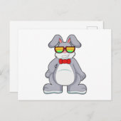 Kaninchen mit Sonnenbrille & Krawatte Postkarte (Vorne/Hinten)
