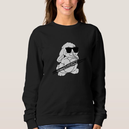 Kaninchen mit Sonnenbrille spielen Bassoon Sweatshirt (Vorderseite)