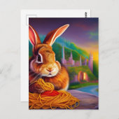 Kaninchen mit Spaghetti Postkarte (Vorne/Hinten)