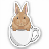 Kaninchen mit Tasse Kaffee Aufkleber (Vorderseite)