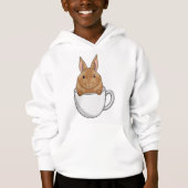 Kaninchen mit Tasse Kaffee Hoodie (Vorderseite)