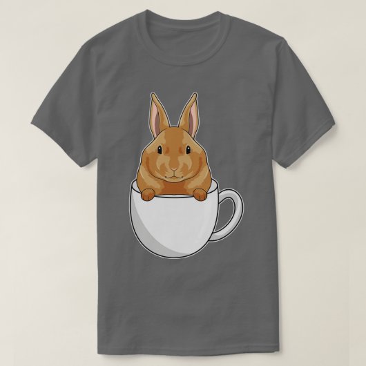 Kaninchen mit Tasse Kaffee T-Shirt (Design vorne)
