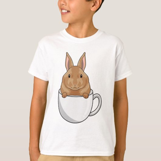 Kaninchen mit Tasse Kaffee T-Shirt (Vorderseite)