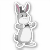 Kaninchen mit Top Hut & Bow-Krawatte Aufkleber (Vorderseite)