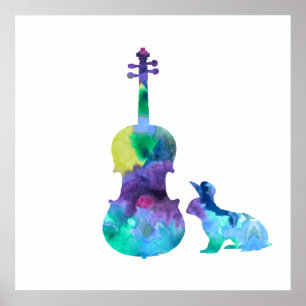 Kaninchen mit violetter Kunst Poster