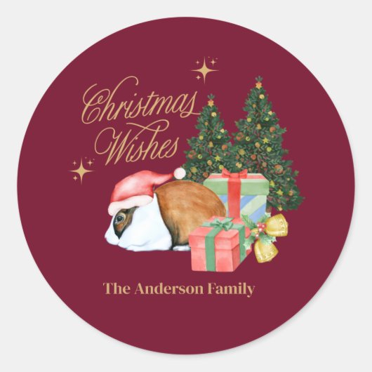 Kaninchen mit Weihnachtsbaum Runder Aufkleber (Vorderseite)