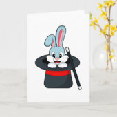 Kaninchen mit Zauberstab und Hut Karte (Gelbe Blume)