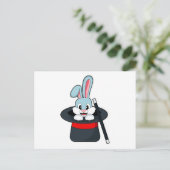 Kaninchen mit Zauberstab und Hut Postkarte (Stehend Vorderseite)