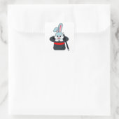 Kaninchen mit Zauberstab und Hut Quadratischer Aufkleber (Tasche)
