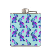 Kaninchen-Muster-Aquarell-Galaxie Flachmann (Rückseite)