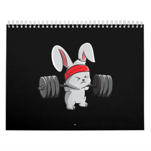Kaninchen Ness Weightlift Funny Gym Kalender