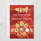 Kaninchen Neues Jahr 2023 Festessen Abendessen Par Einladung (Vorderseite)