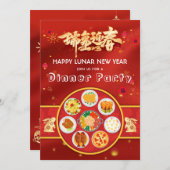 Kaninchen Neues Jahr 2023 Festessen Abendessen Par Einladung (Vorne/Hinten)