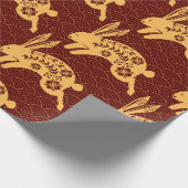 Kaninchen neues Jahr des Drachengold Geschenkpapier (Ecke)