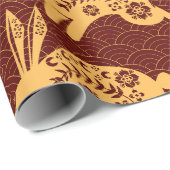 Kaninchen neues Jahr des Drachengold Geschenkpapier (Rolleneckpunkt)