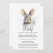 Kaninchen-Neutral-Baby-Dusche Einladung (Vorne/Hinten)