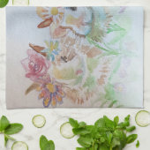 Kaninchen Niedliche Kaninchen Wasserfarben Blumenz Geschirrtuch (Gefaltet)