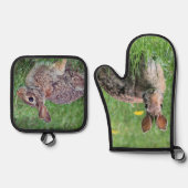 Kaninchen Ofenhandschuh & Topflappen-Set (Vorderseite)