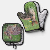 Kaninchen Ofenhandschuh & Topflappen-Set (Vorderseite/Rückseite)
