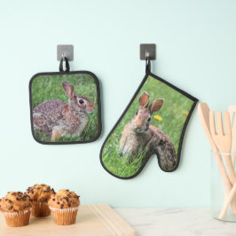 Kaninchen Ofenhandschuh & Topflappen-Set