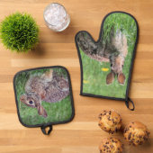 Kaninchen Ofenhandschuh & Topflappen-Set (Oben Unten)