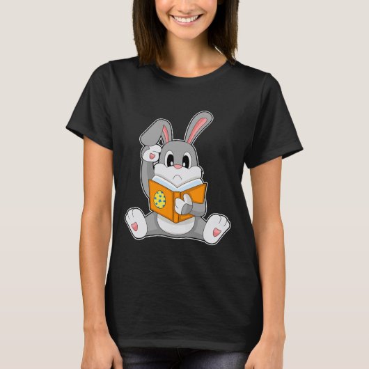 Kaninchen Osterei Lesen T-Shirt (Vorderseite)