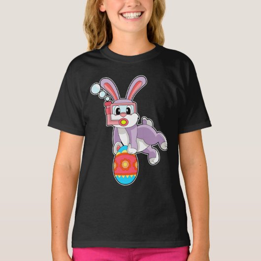 Kaninchen Osterei Schwimmen T-Shirt (Vorderseite)