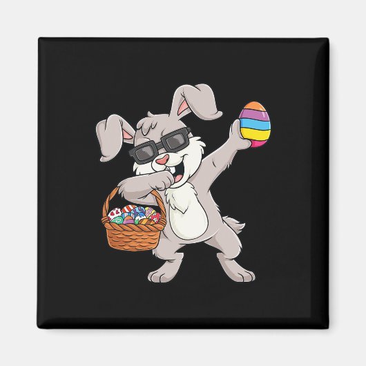 Kaninchen Ostereier entblößen Kindermädchen Gi Magnet (Vorne)