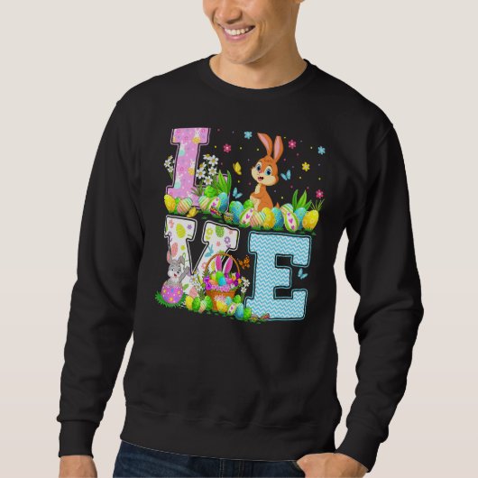 Kaninchen Ostereier Jagd Sonnige Liebe Kaninchen O Sweatshirt (Vorderseite)