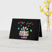 Kaninchen-Ostereier Karte (Gelbe Blume)