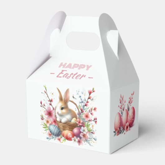 Kaninchen-Ostereier und Blume - Geschenkschachtel (Vorderseite)