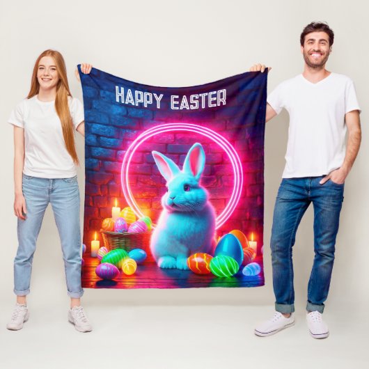 Kaninchen Osternebel rosa Eier-Art Kreise Fantasie Fleecedecke (Beispiel)