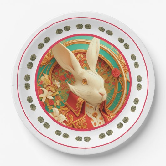 Kaninchen-Papiertafel für königliche Kleidung Pappteller (Vorderseite)