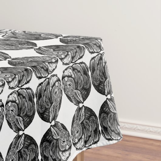 Kaninchen-Pen und -Tinte Zeichnend hellblaue Oster Tischdecke (Beispiel)