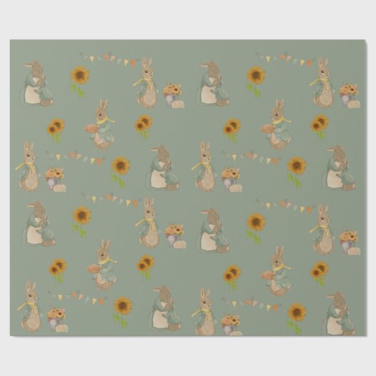 Kaninchen Peter Herbst Erntedank Wrapping Paper Geschenkpapier (Flach)