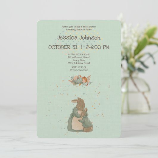 Kaninchen Peter Herbst Kinderdusche Einladung (Stehend Vorderseite)