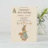 Kaninchen Peter Herbst Kindergeburtstag Einladung (Stehend Vorderseite)