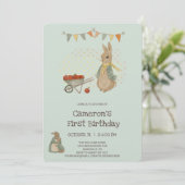 Kaninchen Peter Herbst Kindergeburtstag Einladung (Stehend Vorderseite)