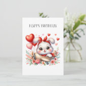 Kaninchen-Pilot-Geburtstag Einladung (Stehend Vorderseite)