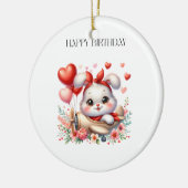Kaninchen-Pilot-Geburtstag Keramik Ornament (Links)