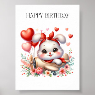 Kaninchen-Pilot-Geburtstag Poster
