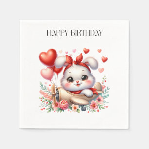 Kaninchen-Pilot-Geburtstag Serviette