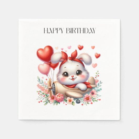 Kaninchen-Pilot-Geburtstag Serviette (Vorderseite)