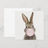 Kaninchen Pink Blubble Kaugummi Dankeskarte (Vorne/Hinten)