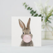 Kaninchen Pink Blubble Kaugummi Dankeskarte (Stehend Vorderseite)