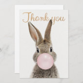 Kaninchen Pink Blubble Kaugummi Dankeskarte (Vorne/Hinten)