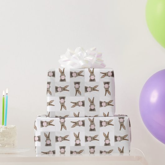 Kaninchen Pink Blubble Kaugummi Geschenkpapier (Partygeschenke)